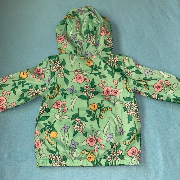 CAT & JACK floral zip up hooded windbreaker with 2 zipper pockets NEW size 2T - Picture 3 of 12